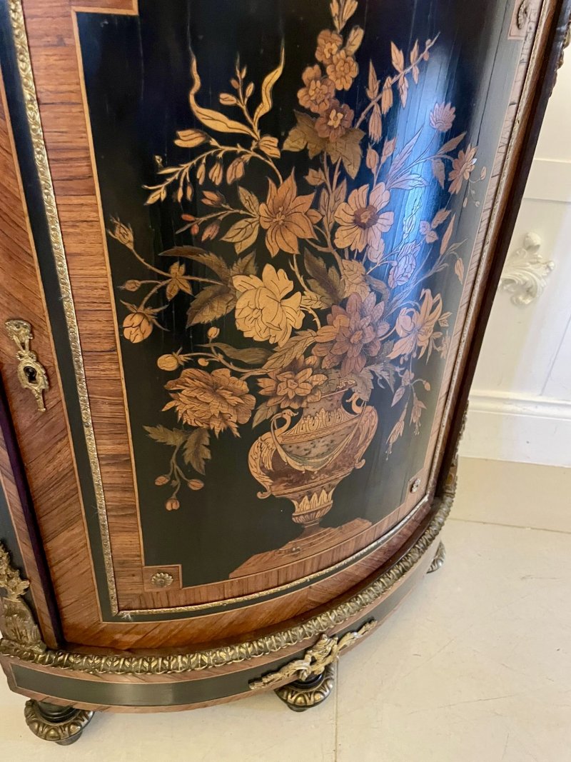Antique French Louis XVI Style Marquetry Corner Cabinet with Marble Top